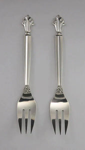 Pair Fine Sterling Silver Georg Jensen Acanthus Salad/Luncheon Forks