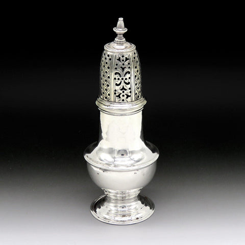 Antique 1760 English Georgian Sterling Silver Pedestal Salt Pepper Shaker