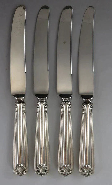 4 Sterling Silver Towle Benjamin Ben Franklin Threaded Shell Knives 8 3/4”