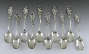 10 Antique c1915 German 800 Silver Demitasse or Coffee Spoons