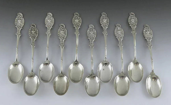 10 Antique c1915 German 800 Silver Demitasse or Coffee Spoons