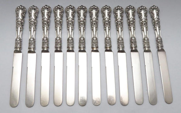 12 Antique International Silver Co Avalon Pattern Sterling Silver Dinner Knives