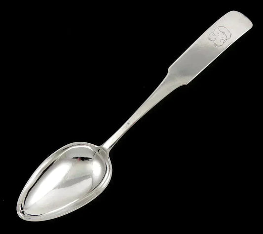 Antique c1800 American Coin Silver Serving Spoon 9 1/4” ED Monogram