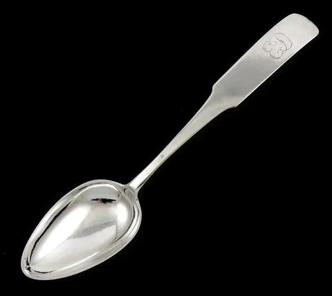 Antique c1800 American Coin Silver Serving Spoon 9 1/4” ED Monogram