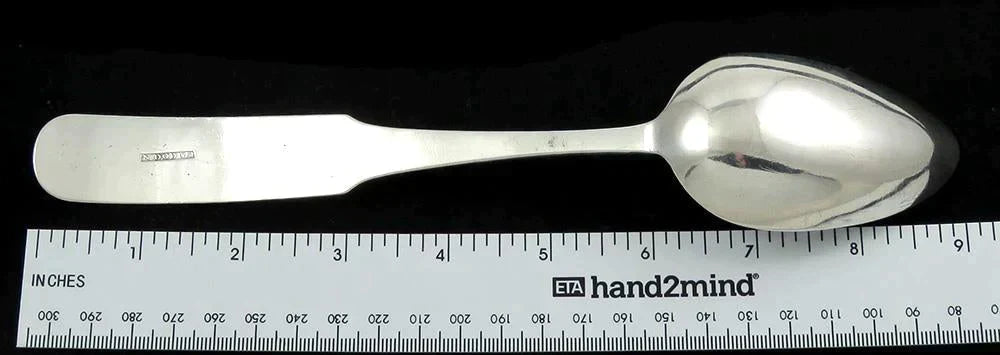 Antique c1800 American Coin Silver Serving Spoon 9 1/4” ED Monogram