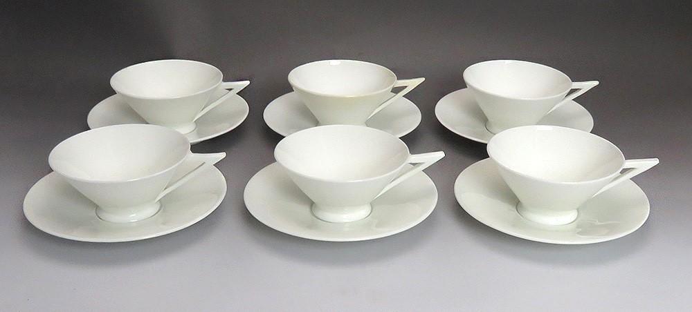 6 Antique 1876 Aesthetic Movement English Porcelain Cups & Saucers