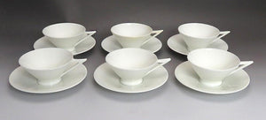 6 Antique 1876 Aesthetic Movement English Porcelain Cups & Saucers