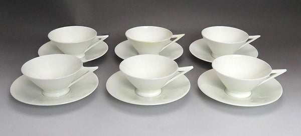 6 Antique 1876 Aesthetic Movement English Porcelain Cups & Saucers