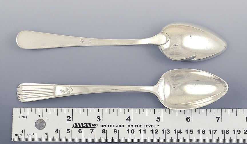 10 Antique c1900 Portuguese Silver Place Dessert Soup Spoons