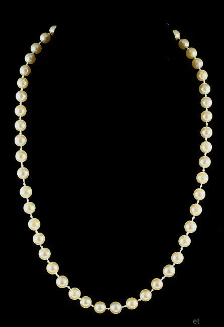 Lovely 14K White Gold Pearl Strand Necklace Modern