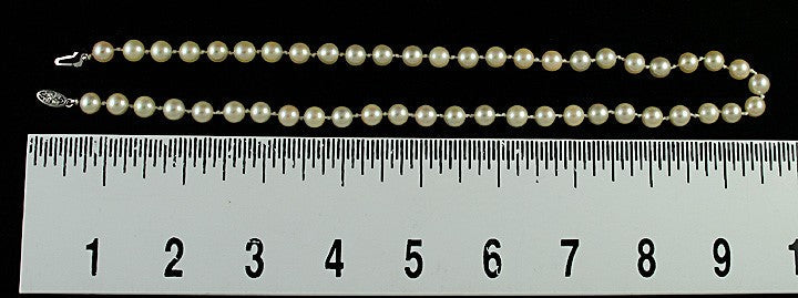 Lovely 14K White Gold Pearl Strand Necklace Modern