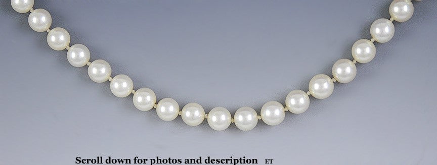 Luminouse 7mm Pearl Strand Necklace 14K Clasp Individually Knotted