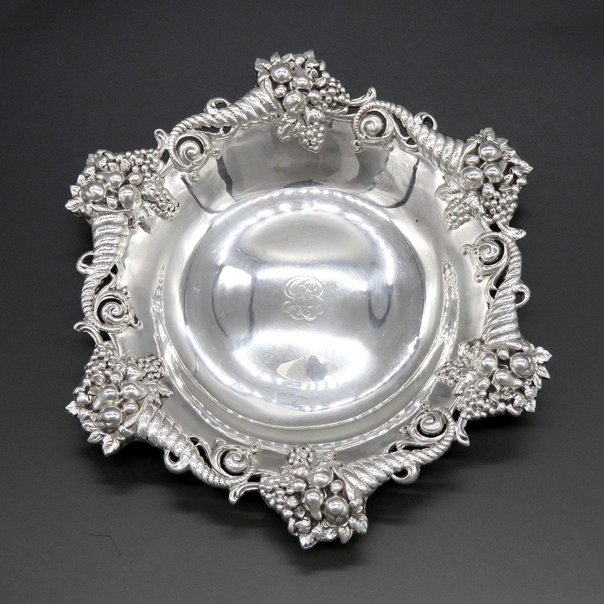 Antique c1895 Tiffany & Co Cornucopia Border Ashtray or Small Bowl Dish 5 1/2"