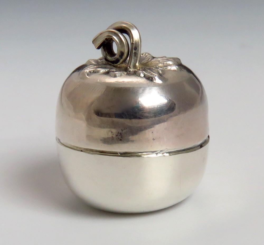 Mid/late 1800s European Silver Gourd Melon Fruit Form Box