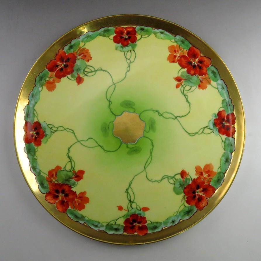 c1900 J. H. Brauer T&V Vogt Hand Painted Porcelain Floral Platter Serving Dish