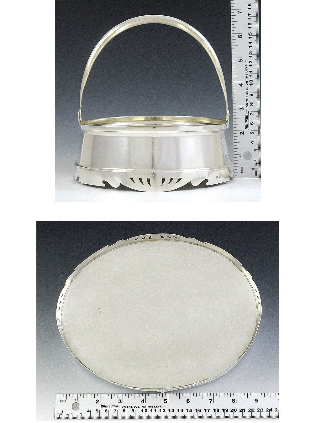 Antique c1900 Russian Silver Engraved Swing Handle Basket
