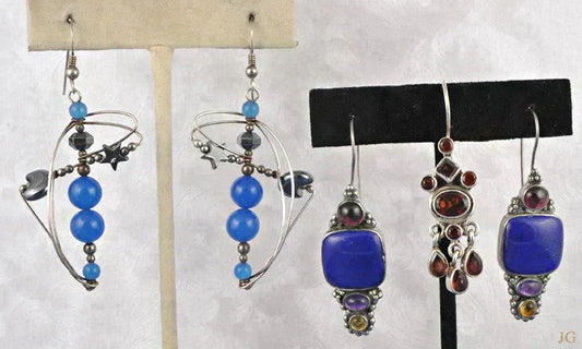 3 pc Lot of Earrings 4 Pierced Ears Sterling Hematite