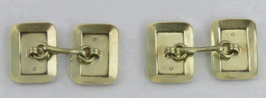 Antique 1920s Art Deco Pair 14K Yellow Gold & Black Enamel Cufflinks