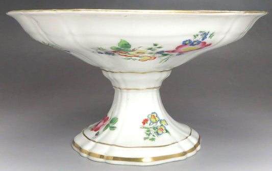 Lovely 1850's-1870's Paris Porcelain Floral Pedestal Compote Raised Dish/Bowl