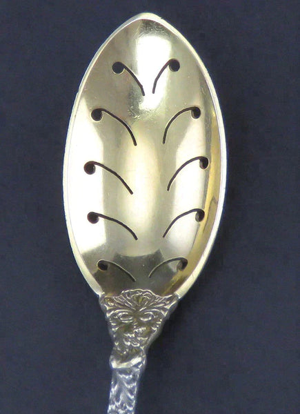 Rare Antique Gorham Imperial Chrysanthemum Sterling Silver Gilt Olive Spoon