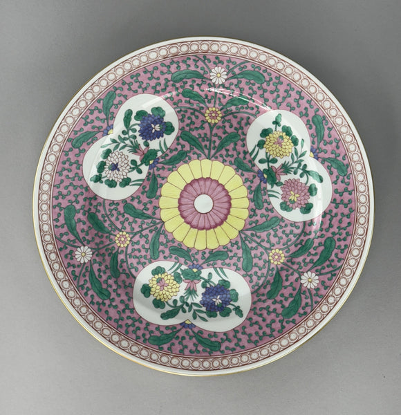 Fine Herend Handpainted Emaille Rose ERS 11" Charger Plate Pink Floral 2527