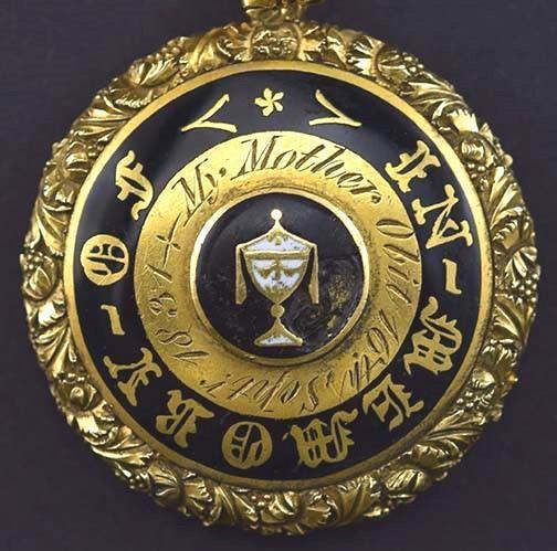 1831 Antique American 18k Gold Black Enamel Memorial Pendant