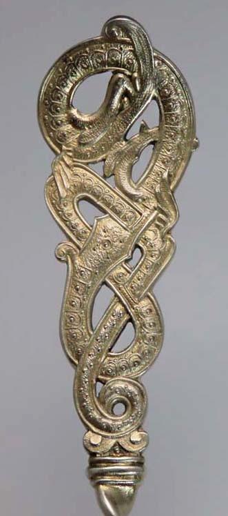 1903 Danish .826 Silver Dragon Handle Serving Spoon
