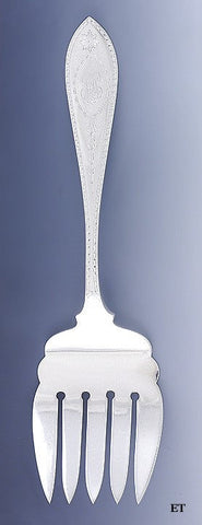 Vintage Durgin Sterling Silver Bright Cut Irish Star Serving Fork 8"