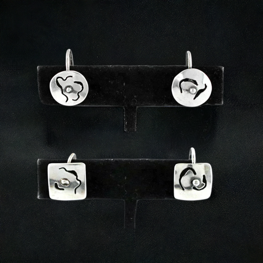 2 Pairs Handmade Sterling Silver Screw Back Earrings Lorna Pearson