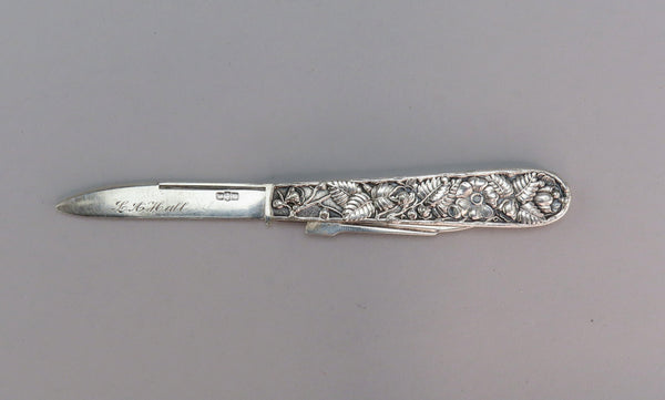 Antique Gorham American Cluny Pattern Sterling Silver Fruit Knife