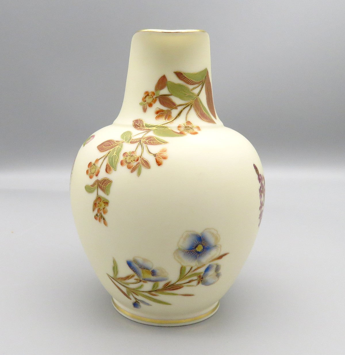 Antique 1886 Royal Worcester English Ivory Porcelain Floral Pitcher Jug 6 1/4"