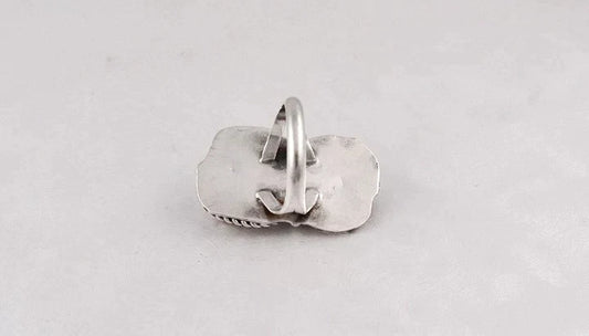 Southwestern Sterling Silver Coral Turquoise Ring Size 8.5