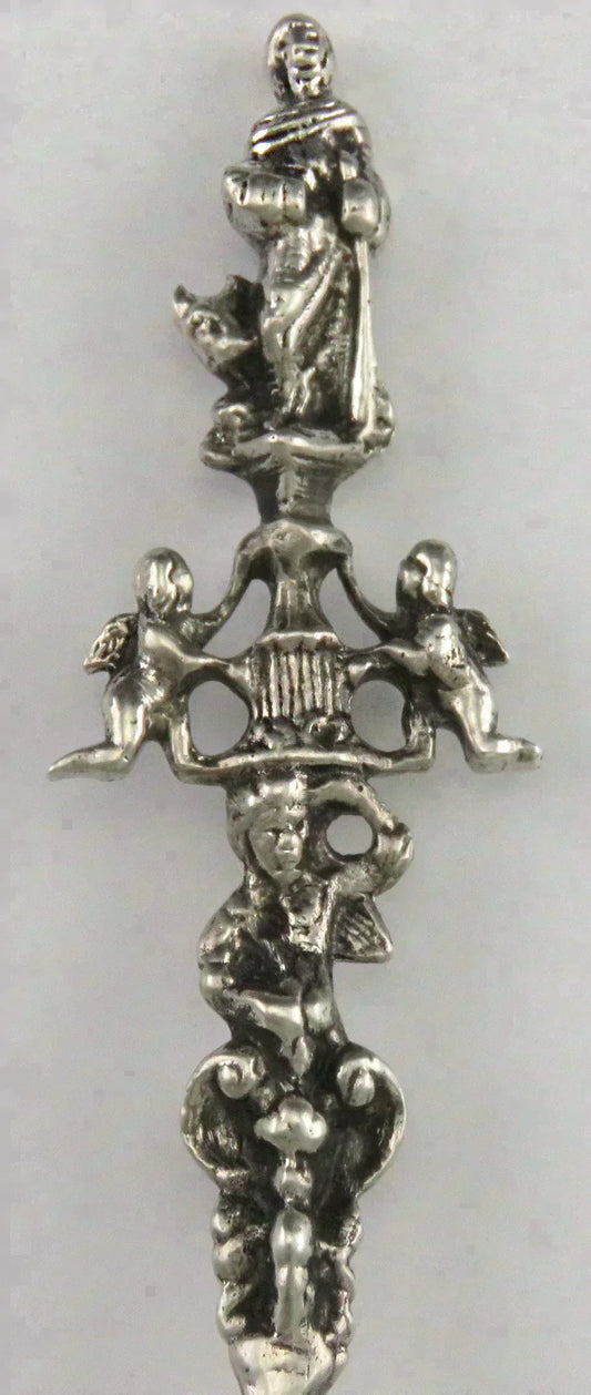 c1900 Handsome Antique German 800 Silver Spoon w Figural Handle