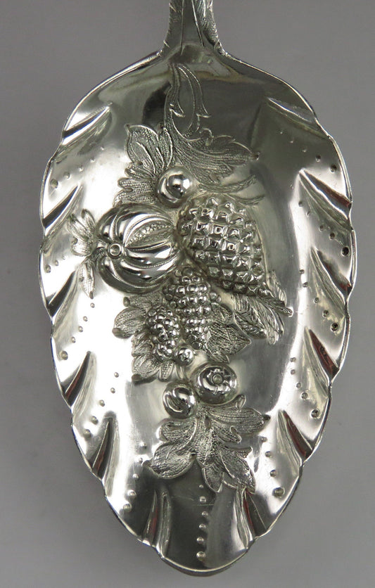 Antique 1830 English Sterling Silver Classical Fruit Serving Spoon
