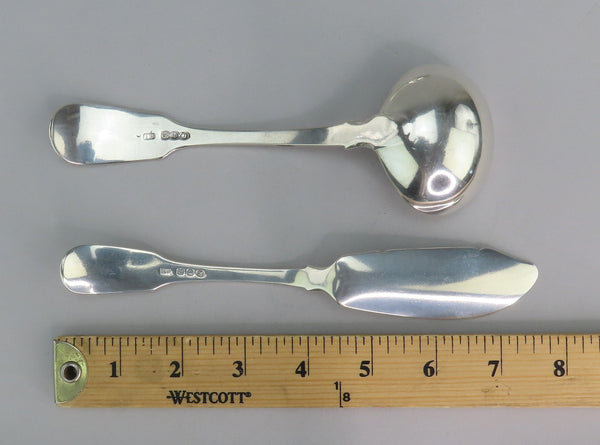 1820 English Georgian Sterling Silver 61pc Fiddle Thread Shell Flatware Set