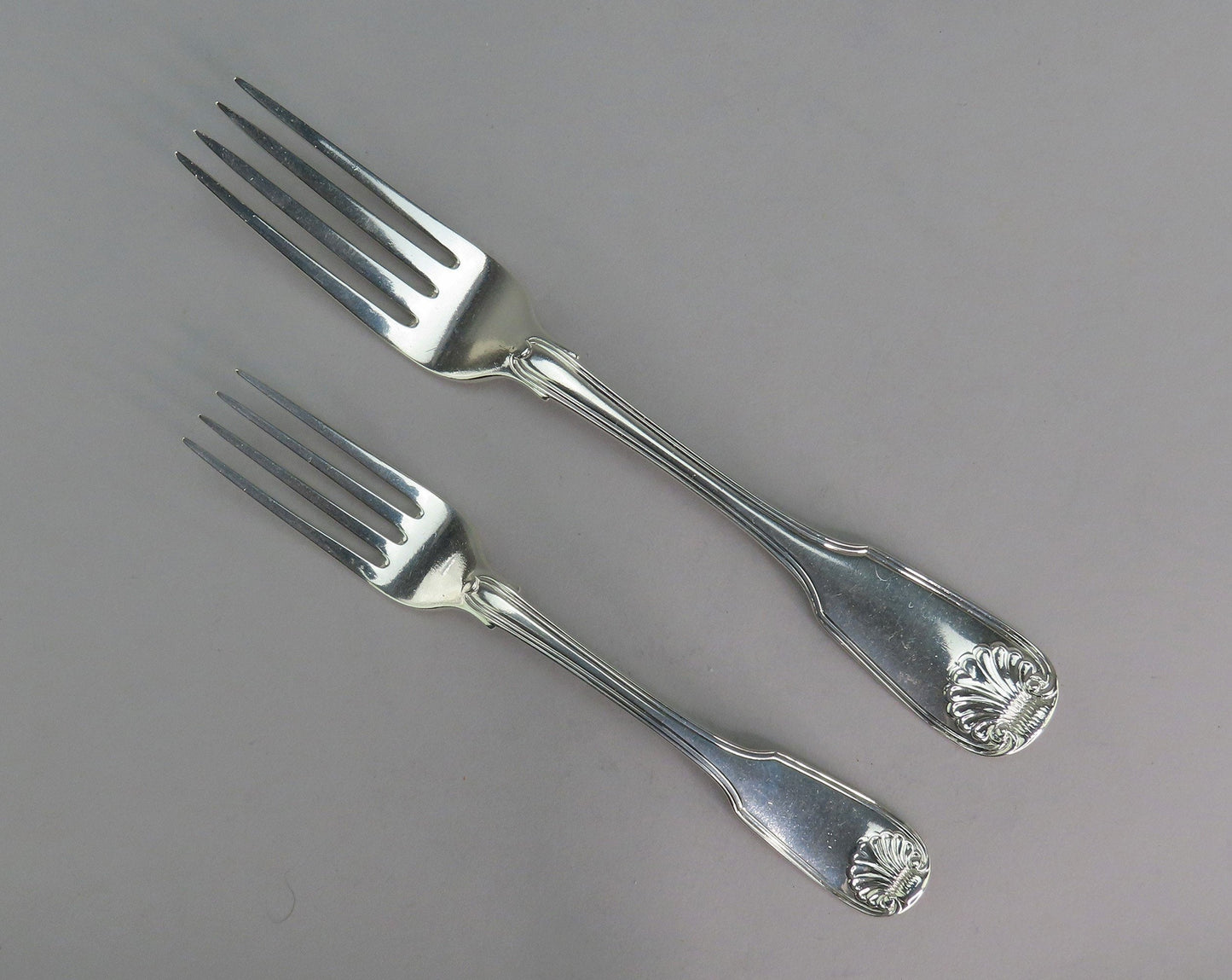 1820 English Georgian Sterling Silver 61pc Fiddle Thread Shell Flatware Set
