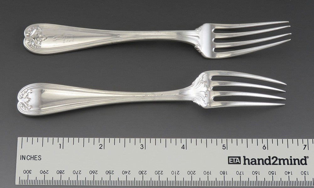 Nice set 7 Tiffany & Co Sterling Silver Colonial 1895 Forks 6 3/4"