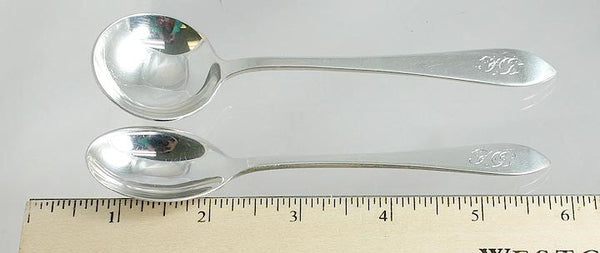 2 Antique c1930 Tiffany Faneuil Sterling Silver Spoons Soup Sugar