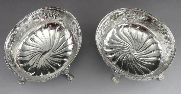 Pair Antique 1889 German Sterling Silver Hand Chased Bowls/Dishes