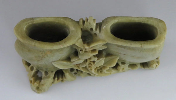 Unique c1900 Chinese Hand Carved Soapstone Bud Flower Vase