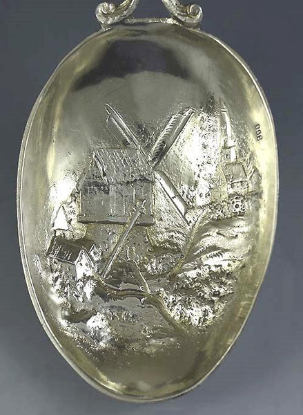 Antique 800 Silver German Spoon w/ Dutch Scene