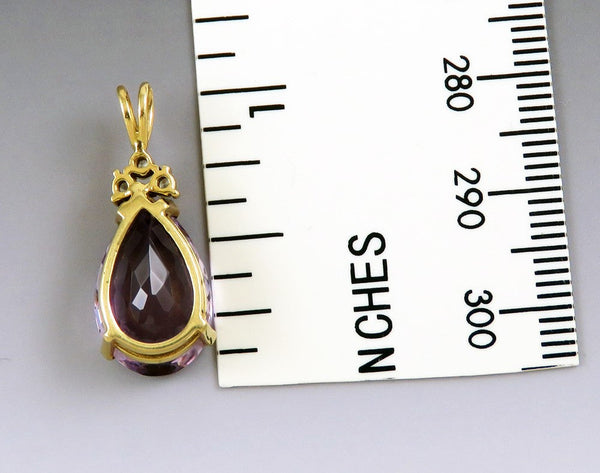 Vibrant 18k Yellow Gold ~5.3ct Amethyst Diamond Pendant