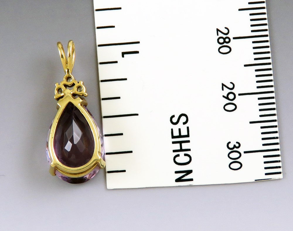 Vibrant 18k Yellow Gold ~5.3ct Amethyst Diamond Pendant