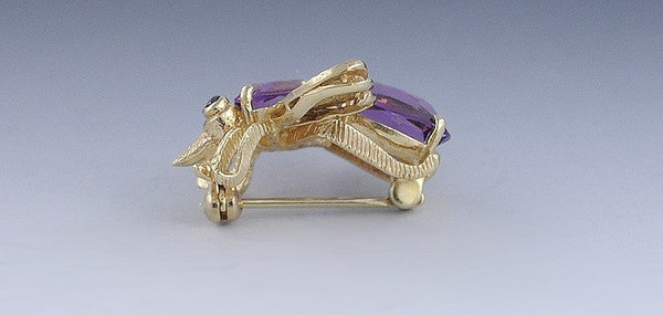 Cute Little 14k Gold Amethyst Bee Shaped Pin/Brooch