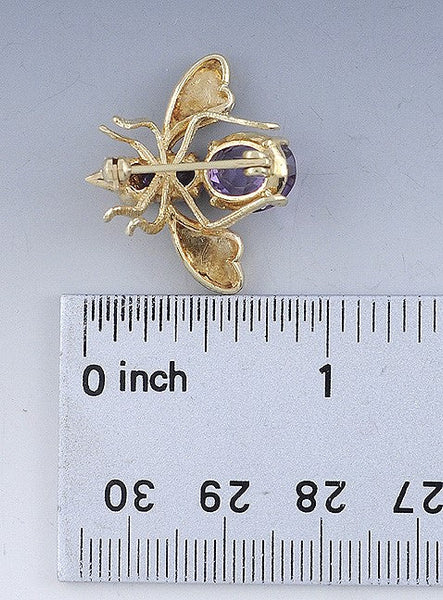 Cute Little 14k Gold Amethyst Bee Shaped Pin/Brooch