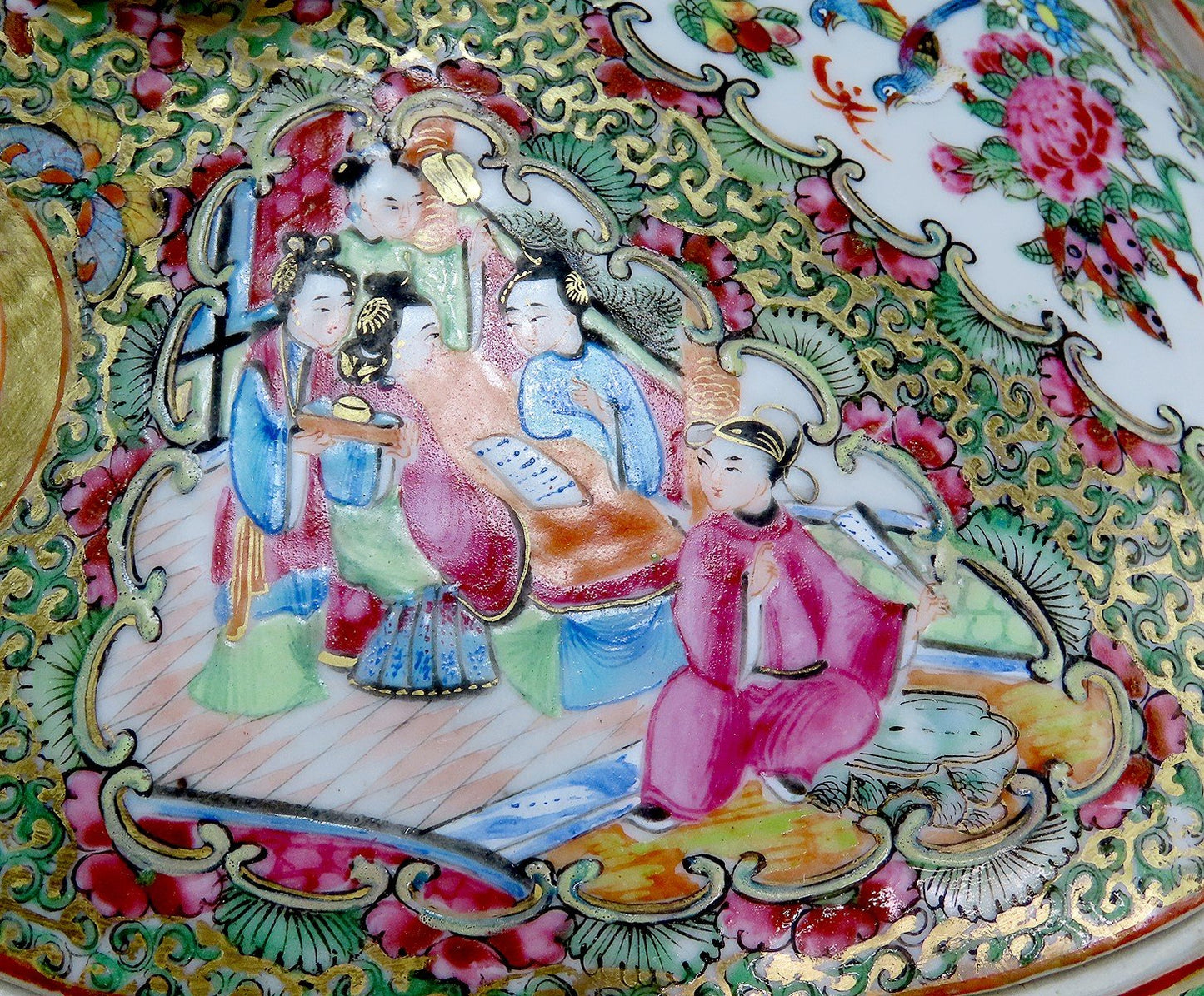 C1860s Chinese Export Porcelain Famille Rose Medallion Gilded Covered Dish