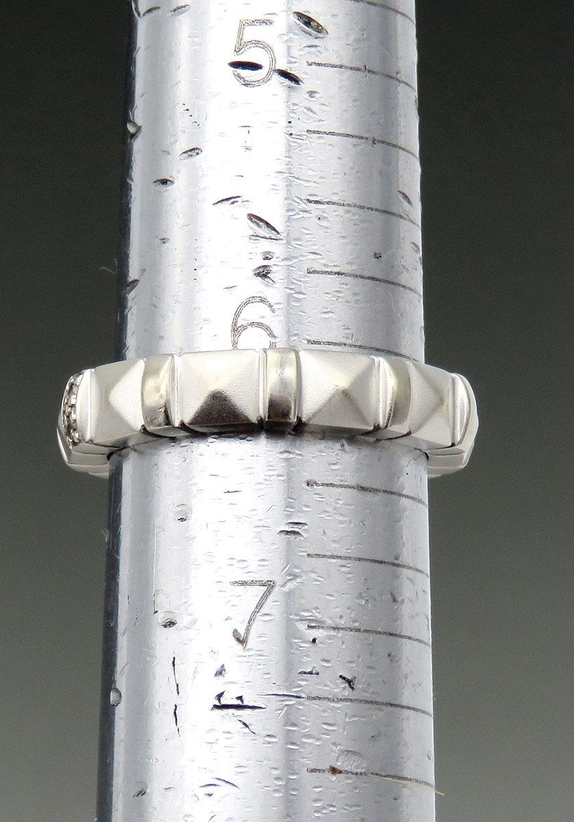 Stylish 14k White Gold Diamond Matte Finish Geometric Eternity Band Ring