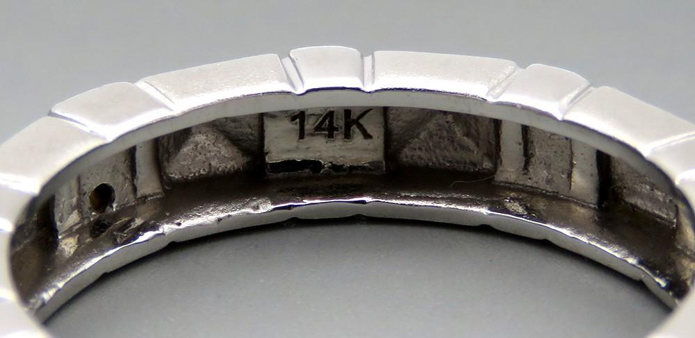 Stylish 14k White Gold Diamond Matte Finish Geometric Eternity Band Ring