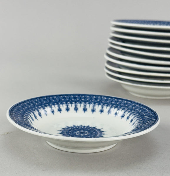 11 Royal Worcester Fruit Bowls Blue and White 1890 to 1902 Antique