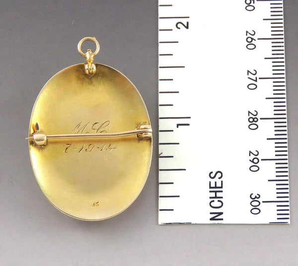 Antique 1914 American 14K Yellow Gold Natural Shell Cameo Pin/Brooch/Pendant